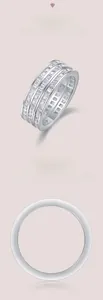 Détail de la bague Moissanite multi-rangs avec couleur D et taille 3EX en argent S925