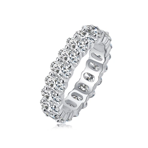Elegant S925 sterling silver eternity ring set with oval-cut moissanite stones
