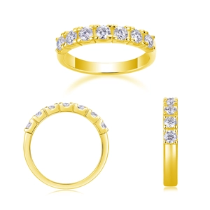 Elegant S925 sterling silver ring with 9 round moissanite stones in 18K gold plating