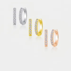 Minimalistische 925 Sterlingsilber Moissanit Huggie Reifen Ohrringe Gold Roségold Pave Eingelegt Kreis Ohr Schnalle Schmuck Unisex