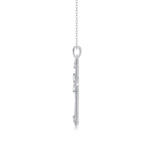 Collier avec pendentif croix en argent sterling S925 poli et pierres moissanite