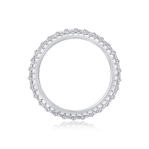 Detailed top view of S925 sterling silver eternity ring with sparkling round-cut gemstones