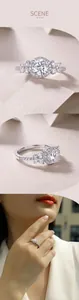 Dettaglio macro dell'anello in argento S925 con diamante da laboratorio e accenti a foglia