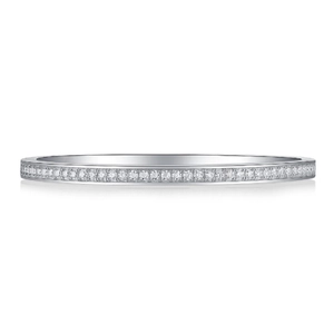 Minimalist S925 sterling silver eternity bracelet with pavé-set round moissanite stones