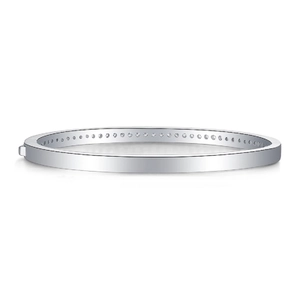 Detailed view of S925 sterling silver moissanite bangle featuring a hinge clasp closure