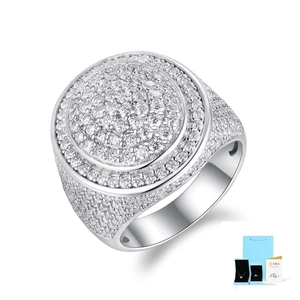 Iced out moissanite hip hop ring in 925 silver with GRA certificate and gift packaging