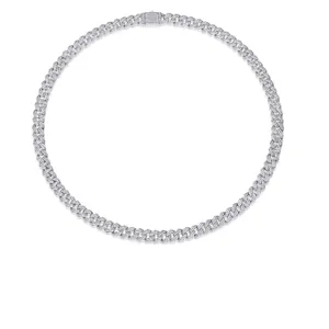 Hip Hop 925 Sterling Silver Moissanite Cuban Link Necklace Iced Out Full Pavé Exquisite Trendy Chain Necklace For Unisex