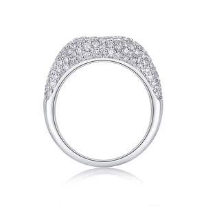 Polished S925 sterling silver men's ring featuring full pave moissanite stones