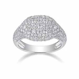Hip Hop Moissanite Ring 925 Sterling Silver Full Pave Inlaid Moissanite Band Ring For Men Women Luxurious Trendy Jewelry