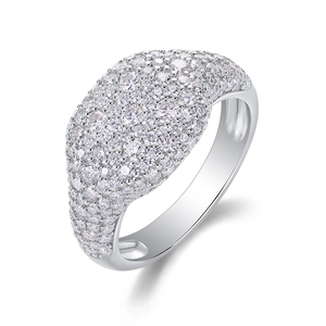 Luxurious S925 sterling silver men's ring with full moissanite pavé on white background