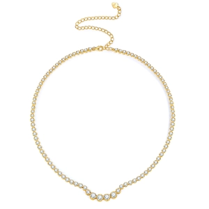 Elegante goldene S925 Silber Tennis-Halskette mit funkelnden Zirkonia-Steinen besetzt