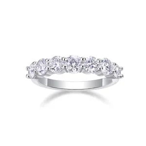 Bague en Argent Sterling S925 Avec Moissanite Luxe Sept Pierres Rangée Éternité Bague pour Femmes Fiançailles Mariage Bijoux