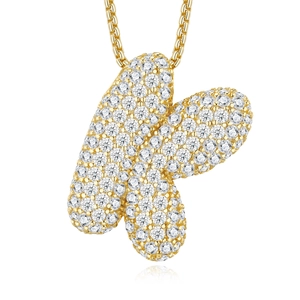 Detailed close-up of S925 silver letter K pendant with sparkling moissanite stones