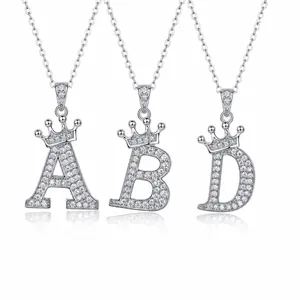 925 Sterling Zilveren Kroon Initiaal Ketting Voor Vrouwen D Kleur Moissaniet Hanger Met GRA Certificaat Sieraden Cadeau