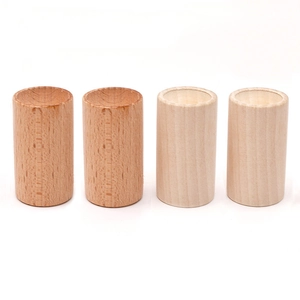 Natural beech and walnut wood essential oil diffusers in cylindrical desktop design