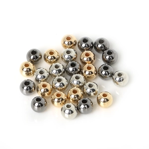 Perles rondes en plastique CCB 4-12mm polies en or argent et noir pour création de bijoux