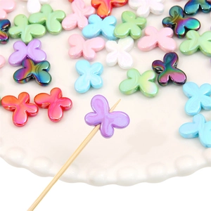 Colorful pearlescent butterfly acrylic beads for DIY jewelry and necklace crafting