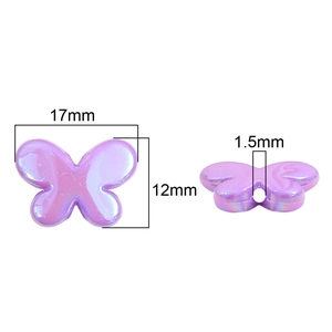 17mm Purple Butterfly Acrylic Beads with Iridescent Gradient for DIY Jewelry Making
