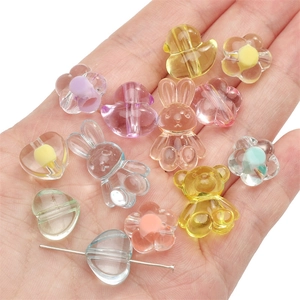 Perles en acrylique transparent aux couleurs macaron pour bijoux DIY et bracelets