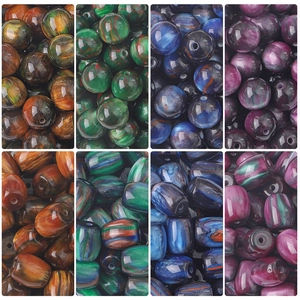 Vintage resin starry marble beads in round and barrel shapes for DIY jewelry making
