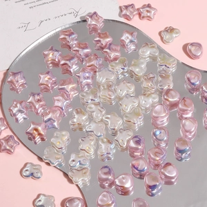 Perle iridescenti a forma di stella e trifoglio in finta perla ABS per gioielli fai-da-te