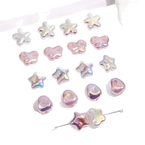Iridescent aurora ABS star and butterfly shaped pearls for DIY jewelry making
