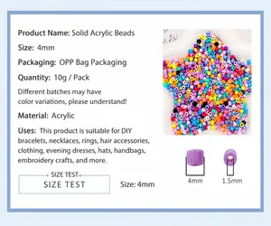 Détails des perles tubes en acrylique 4mm avec spécifications de taille et trou