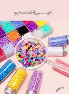 Kit de perles acryliques 4mm colorées avec boîte de rangement et tubes pour bijoux DIY