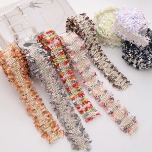 Ruban de Dentelle de Tissage de Frange de Polyester Style Chanel Tweed Pour DIY Artisanat Vêtements Sac Chapeau Décoration