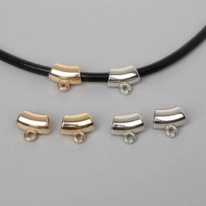 Gold and silver CCB curved tube sliders with loops for DIY jewelry necklace making