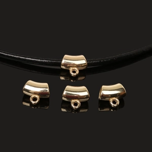 Golden CCB curved tube spacer beads with hanging loop for DIY jewelry necklaces