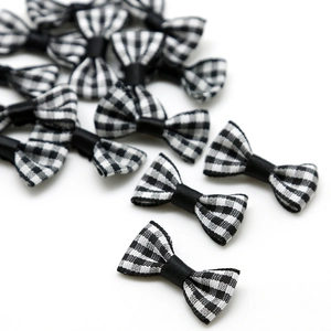 Grootverpakking zwart-wit geblokte strikjes 3x1,5 cm voor doe-het-zelf haaraccessoires