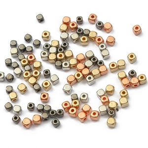 Polished 3mm 4mm CCB square spacer beads in gold silver rose gold and black for jewelry DIY