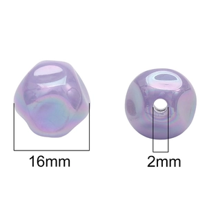16mm iridescent purple irregular acrylic beads for DIY jewelry with 2mm hole size