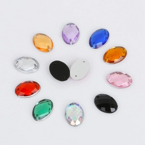 Mixed colors of faceted acrylic sew-on rhinestones with double holes for DIY crafts