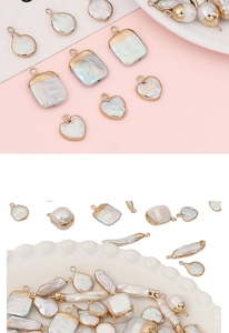 Various shapes of baroque pearl pendants with gold-plated caps for DIY jewelry making