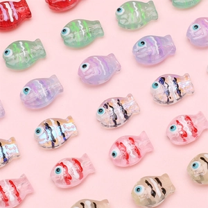 Colorful 14x10mm fish-shaped glass beads for DIY handmade jewelry and bracelet making