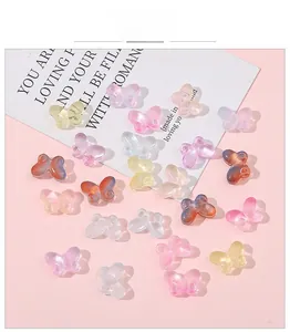 Macro detail of 10x14mm colorful translucent butterfly beads for DIY jewelry making