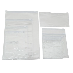 Detailansicht verschiedener Größen transparenter PVC-Zippbeutel für Schmuckverpackungen