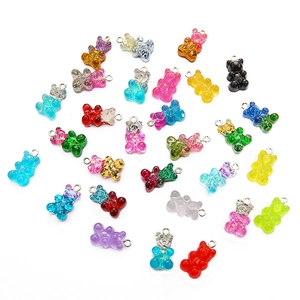 Charmants Pendentifs Ours en Résine Avec Boucle en Métal Pour Création de Bijoux DIY Pendentifs Ours Couleur Bonbon Artisanat