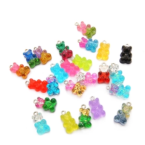 Pendentifs ours en résine colorés avec boucles en métal pour accessoires de cheveux DIY