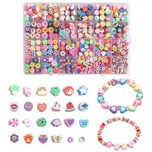 Kit DIY de 24 cases avec perles en argile colorées aux motifs variés de fleurs et d'animaux