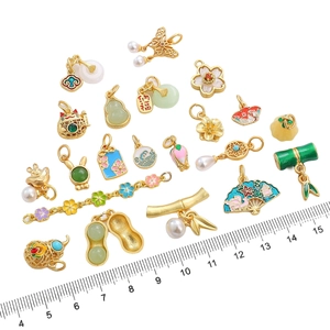 Assorted Chinese style gold plated enamel charms and pendants for DIY jewelry making