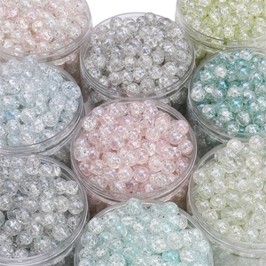 Macaron color cracked glass beads in 10mm round shape for DIY bracelet jewelry making
