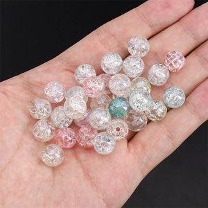 Macro view of 10mm multi-color ice crackled glass beads for DIY jewelry making