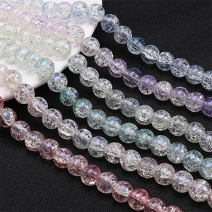 Macaron color 10mm crackle glass beads for DIY jewelry making necklaces and bracelets