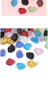 Frosted irregular glass stone beads in multi-color finish for DIY jewelry crafting