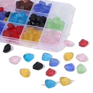 Frosted irregular faceted glass bead set in 12-grid storage box for DIY jewelry making