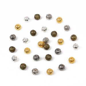 Perles rondes évidées en or, argent et bronze pour la création de bijoux DIY