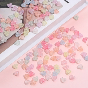 Colorful heart-shaped acrylic crackle beads for DIY jewelry and bracelet making